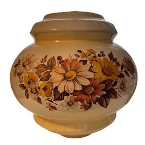 Vintage Hurricane Lamp Base-High Quality Glass w/Beautiful Autumn Flower Design